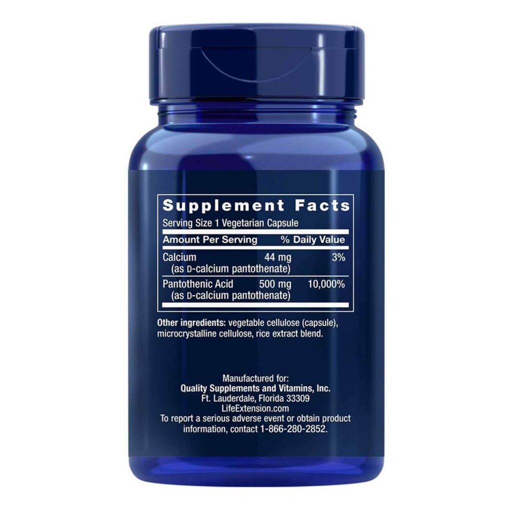 Life Extension Ácido Pantotênico Vitamina B5 - 100 Cápsulas: Saúde e Bem-Estar Essenciais - Imagem 3