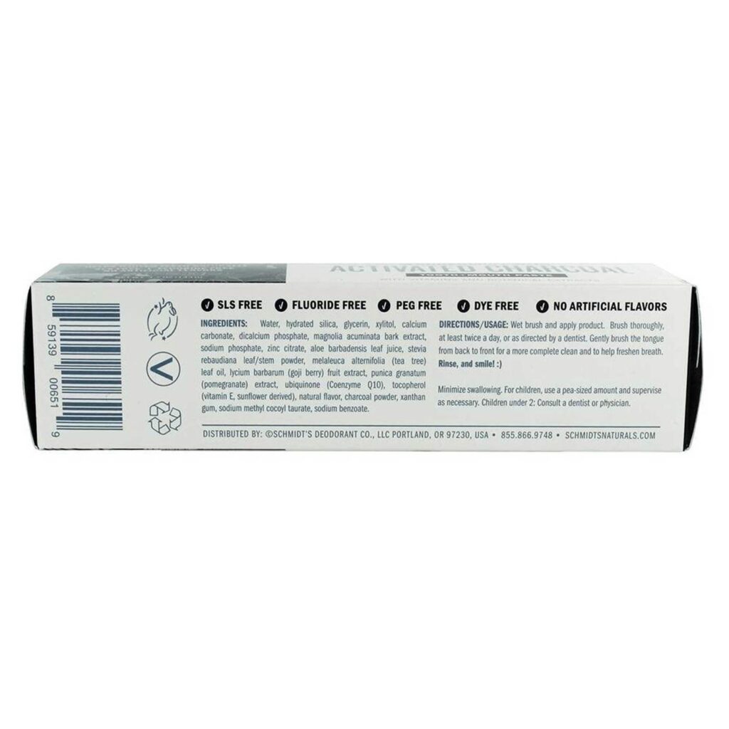Schmidts Creme Dental Menta com Carvão Vegetal 133g - Higiene Bucal Natural - Imagem 3