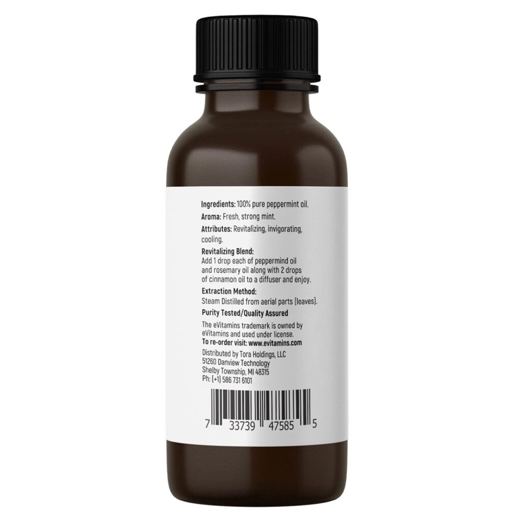 eVitamins Óleo de Hortelã-Pimenta 100% Puro - 30 ml: Alívio Natural e Bem-Estar - Imagem 2