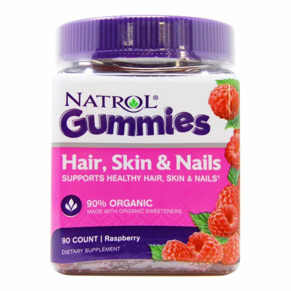 Natrol Gomas Cabelo Pele Unhas Framboesa 90 Unidades - Nutrição Essencial