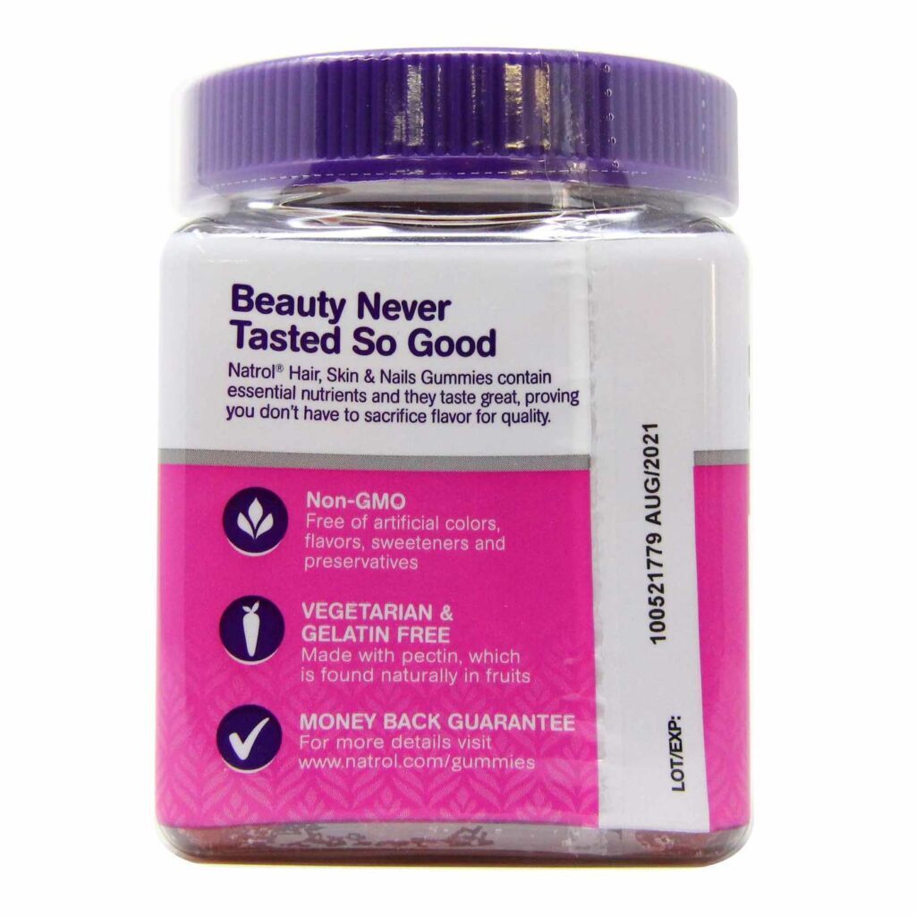 Natrol Gomas Cabelo Pele Unhas Framboesa 90 Unidades - Nutrição Essencial - Imagem 3