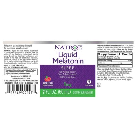 Natrol, Melatonina Líquida 1 mg, Sabor de Framboesa - 60 ml - Image 2