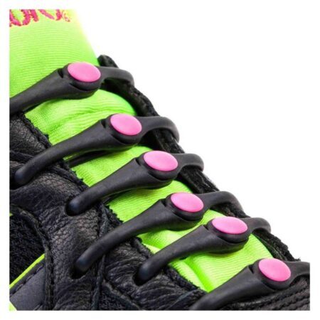 Hickies Cadarços Sem Nó - Preto Rosa - 14 Unidades: Conforto e Estilo Sem Amarrar - Imagem 2
