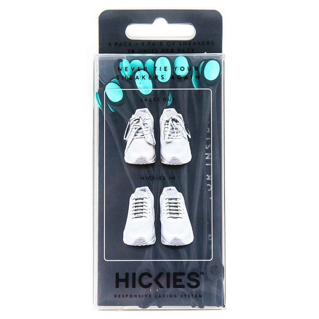 Hickies Cadarços Sem Nó Preto e Menta - Kit com 14 Unidades | Pronta Entrega Brasil