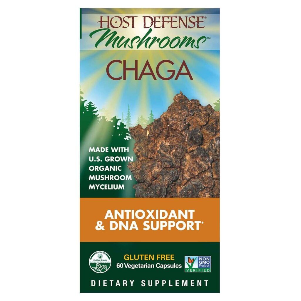 Host Defense Mushrooms Chaga 60 Cápsulas Vegetarianas - Suporte Imunológico e Bem-Estar