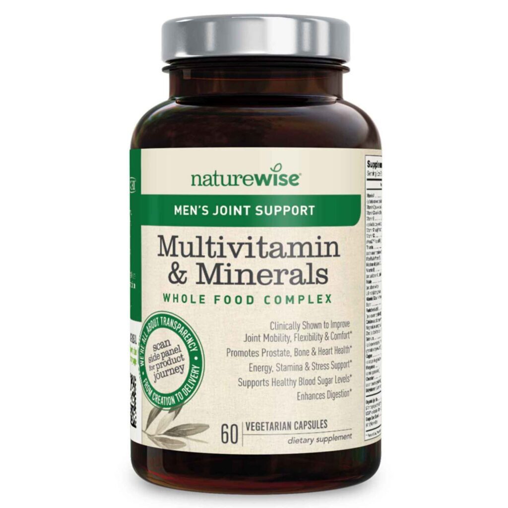NatureWise Men's Multivitamin & Mineral Whole Food Complex com Suporte Articular - 60 Cápsulas - Imagem 2