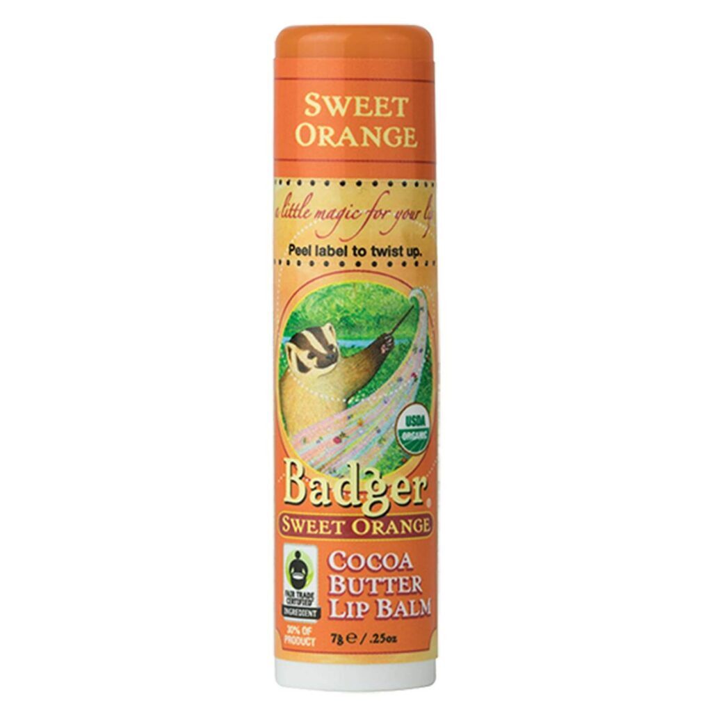 Badger Hidratante Labial Manteiga de Cacau Laranja - 1 Stick 7g - Labial Protetor