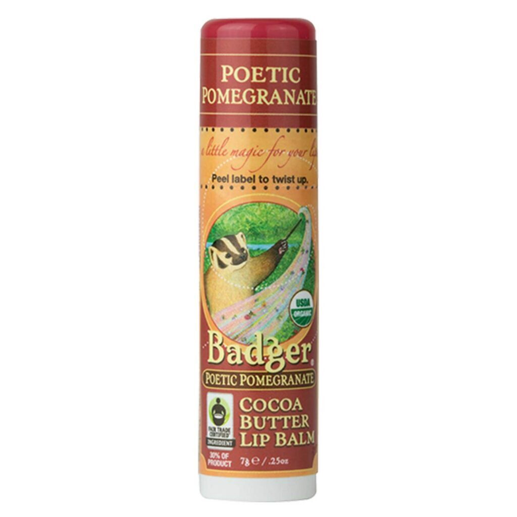 Protetor Labial Badger Poetic Pomegranate Manteiga de Cacau Orgânica 1 Bastão 7g