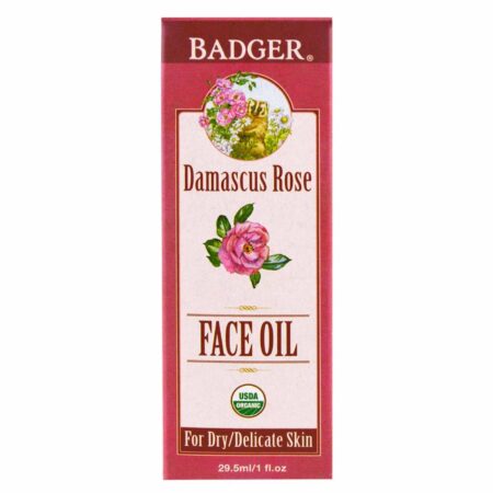 Badger, Óleo Facial Damascus Rose Face Oil Moisturizing Oil for Dry and Delicate Skin 29.5 ml