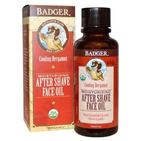 Badger, Óleo Hidratante Facial Pós-Barba - Bergamota para Resfriamento - 118 mL