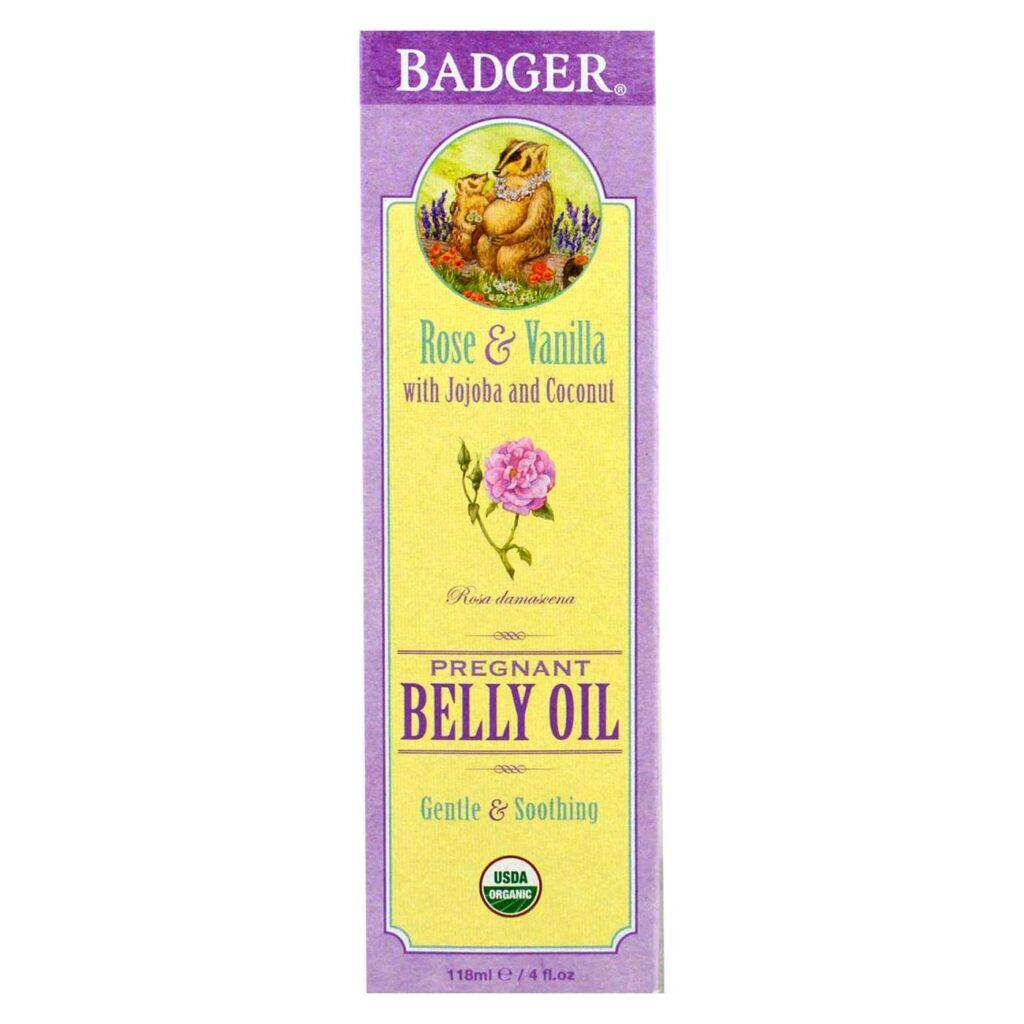Badger Óleo para Barriga Grávida Rosa e Baunilha 118ml - Hidratação e Bem-Estar