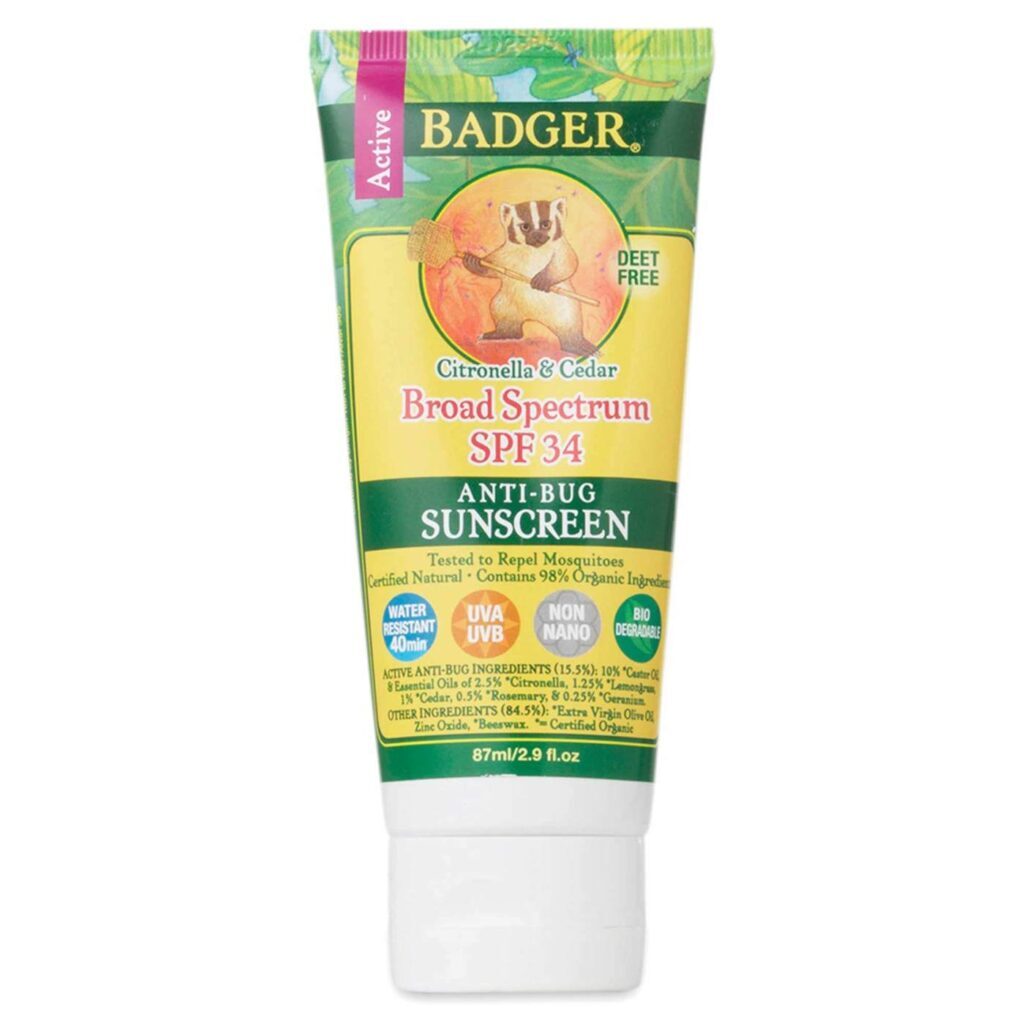 Badger Repelente e Protetor Solar FPS 34 Citronela e Cedro - 87ml