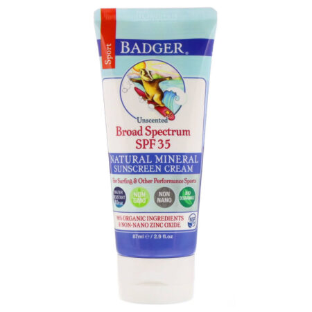 Badger Creme protetor solar Sport - Broad Spectrum SPF 35 - Sem perfume - 87 ml (2,9 fl oz)