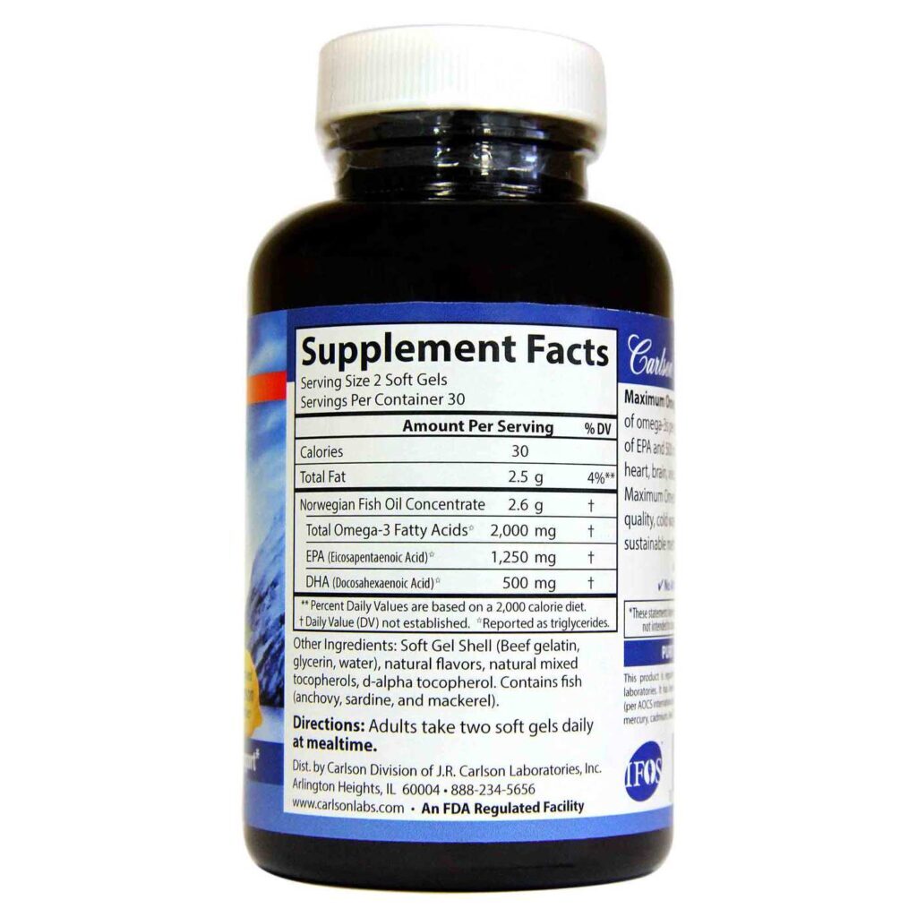 Carlson Labs Maximum Ômega 2000 mg - 60 Cápsulas em Gel: Saúde Cardiovascular e Cerebral - Imagem 2