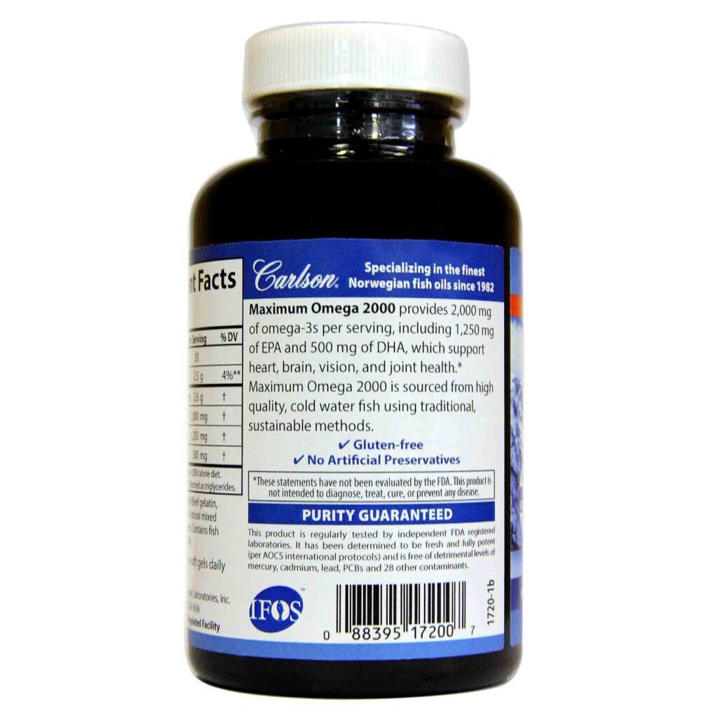 Carlson Labs Maximum Ômega 2000 mg - 60 Cápsulas em Gel: Saúde Cardiovascular e Cerebral - Imagem 3