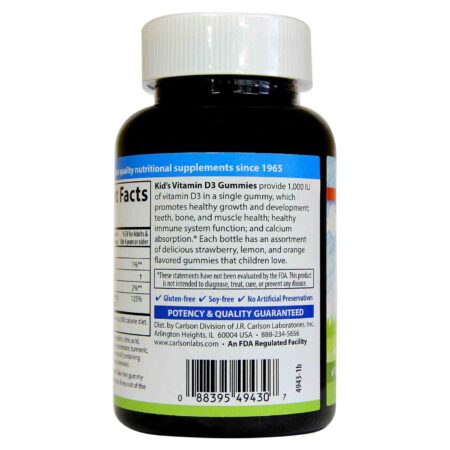 Carlson Labs, Vitamin D3 Kids 1000 IU - 60 Gomas - Image 3