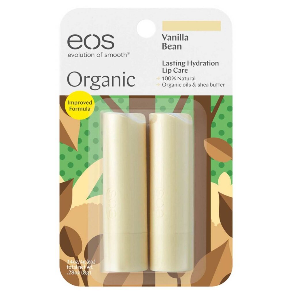 EOS Hidratante Labial Orgânico Baunilha 8g - Cuidado Natural e Proteção Suave