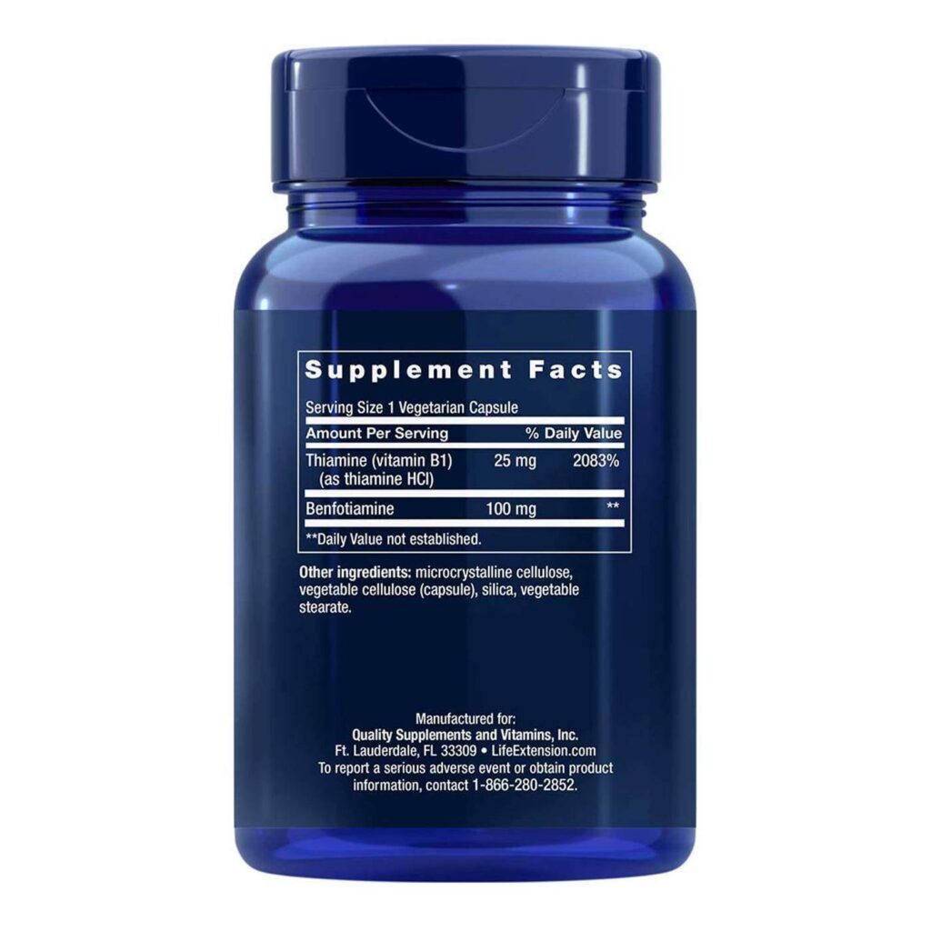 Life Extension Benfotiamina com Tiamina - 120 Cápsulas Vegetarianas para Saúde Neural e Energética - Imagem 3