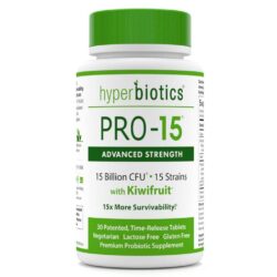 Hyperbiotics PRO-15 Força Avançada com Kiwi - 30 tabletes: Probióticos para Saúde Digestiva