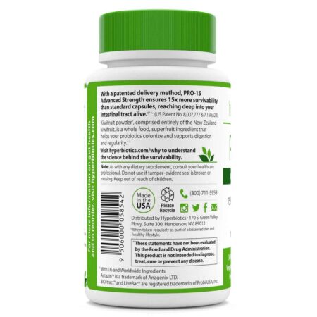 Hyperbiotics, PRO-15 Força Avançada com Kiwi - 30 tabletes - Image 3