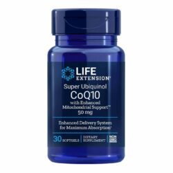 Super Ubiquinol CoQ10 com Suporte Mitocondrial Life Extension 50 mg 30 Cápsulas