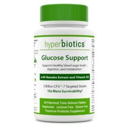 Hyperbiotics Suporte de Glicose com Extrato de Banaba e Vitamina D3 - 60 Tabletes