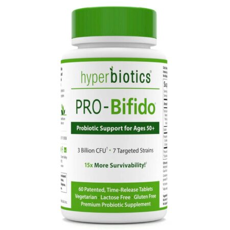 Hyperbiotics, PRO-Bifido® - Probiótico para pessoas com mais 50 anos - 60 Comprimidos