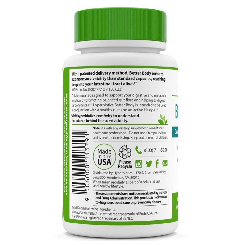 Hyperbiotics Better Body Probiótico Natural - 60 Tabletes: Saúde Intestinal e Bem-Estar - Imagem 2