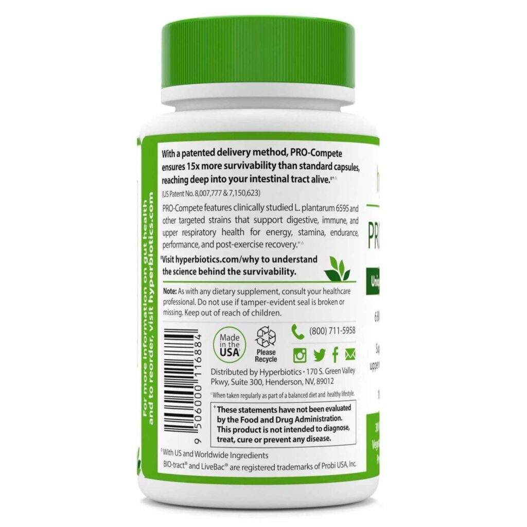 Hyperbiotics PRO-Compete Probiótico para Atletas 30 Comprimidos - Saúde Intestinal e Performance - Imagem 2