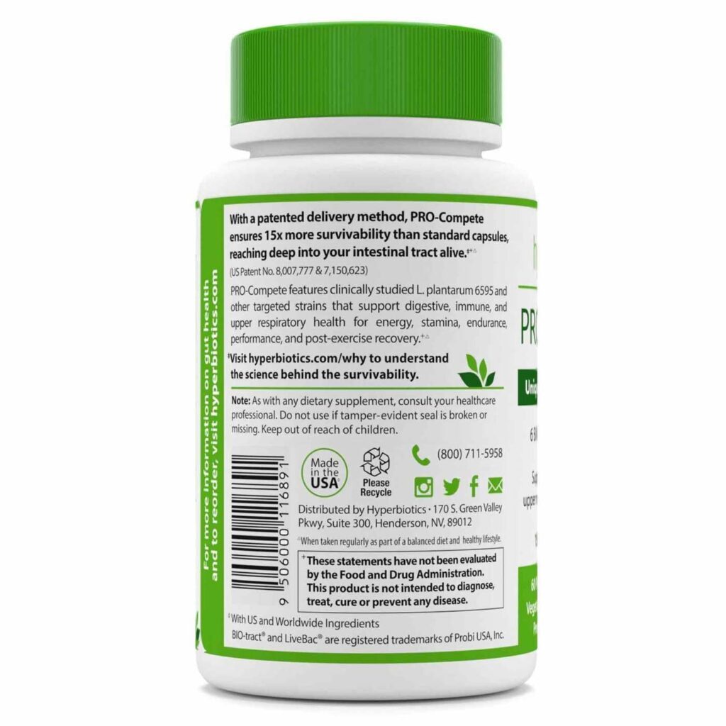 Hyperbiotics PRO-Compete Probiótico para Atletas 60 Comprimidos - Saúde Intestinal e Performance - Imagem 2