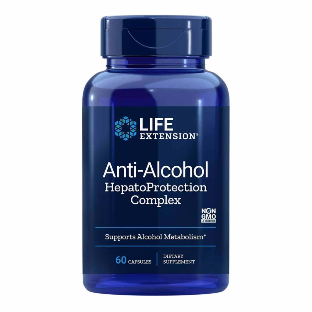 Life Extension Complexo Anti-Álcool HepatoProteção - 60 Cápsulas Vegetarianas para Saúde do Fígado