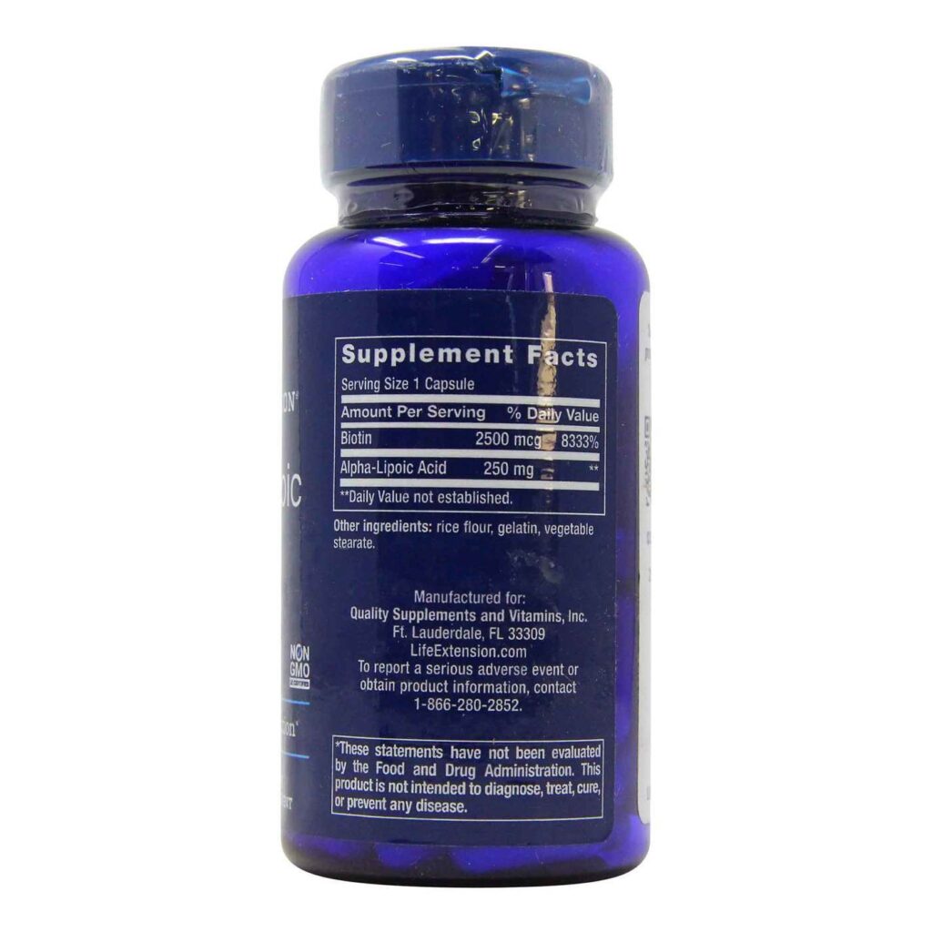 Life Extension Ácido Alfa-Lipóico com Biotina - 60 Cápsulas: Antioxidante e Energia Celular - Imagem 2
