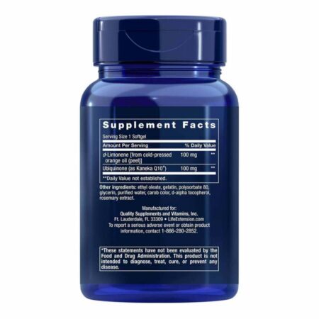 Life Extension CoQ10 Super Absorbable com d-Limoneno - 60 Cápsulas Gelatinosas: Energia e Saúde Cardiovascular - Imagem 3