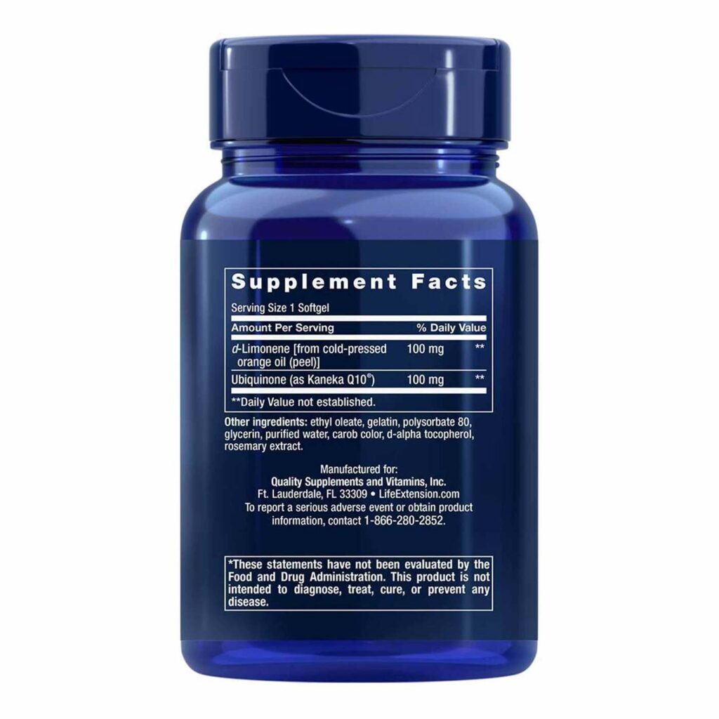 Life Extension CoQ10 Super Absorbable com d-Limoneno - 60 Cápsulas Gelatinosas: Energia e Saúde Cardiovascular - Imagem 3