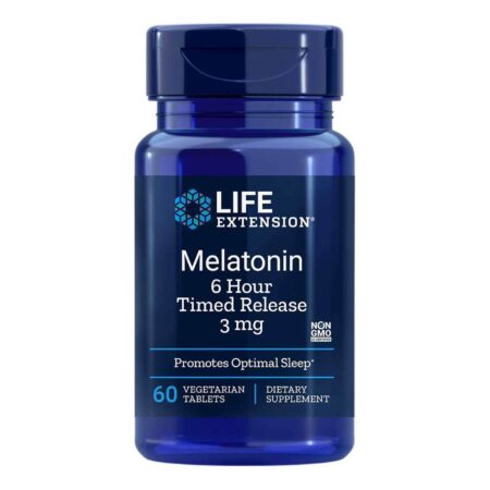 Life Extension Melatonina 6 Hour Liberação lenta 3 mg - 60 Tabletes vegetarianos