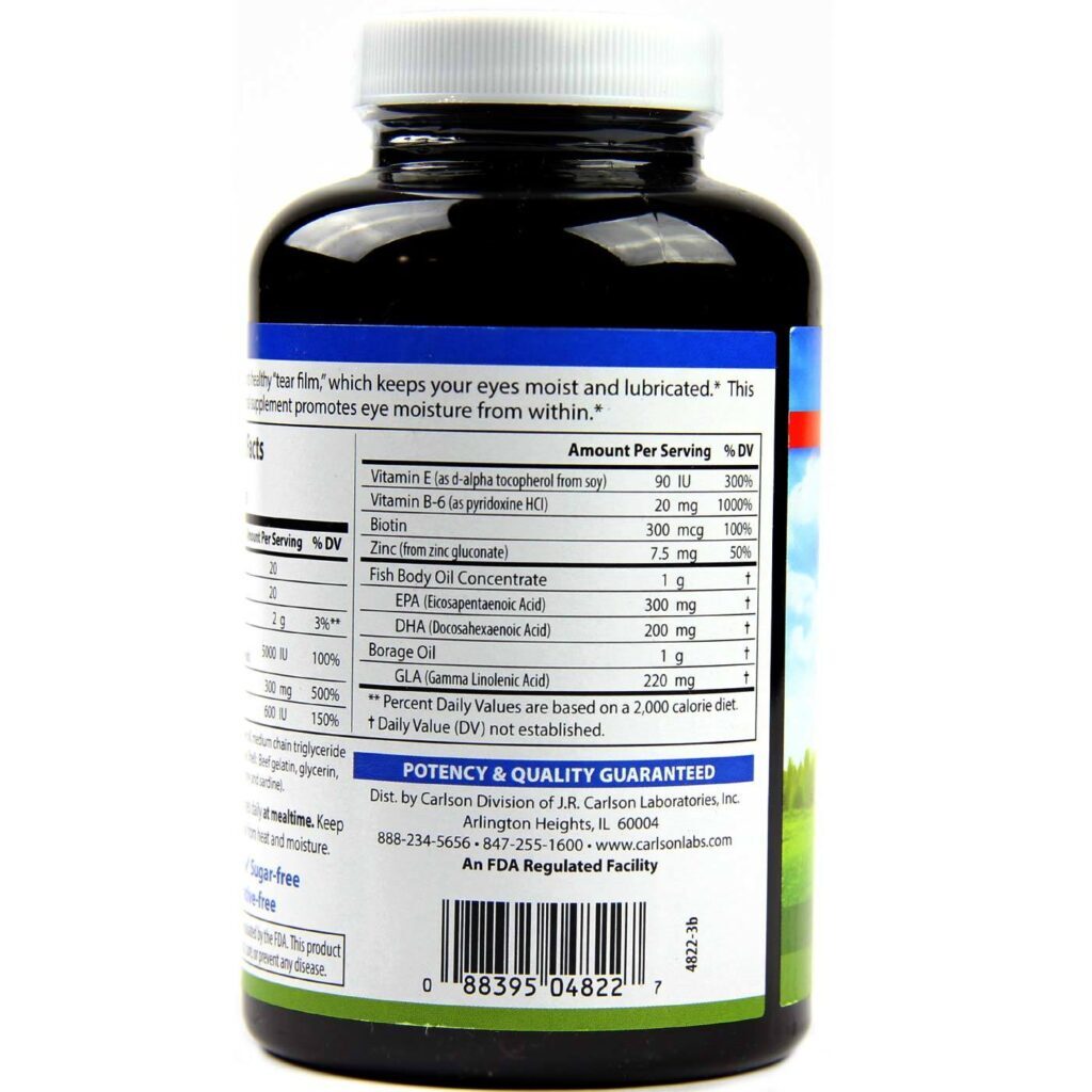 Carlson Labs Moistur-Eyes® Fórmula para Olhos - 180 Cápsulas: Saúde Ocular e Bem-Estar - Imagem 3
