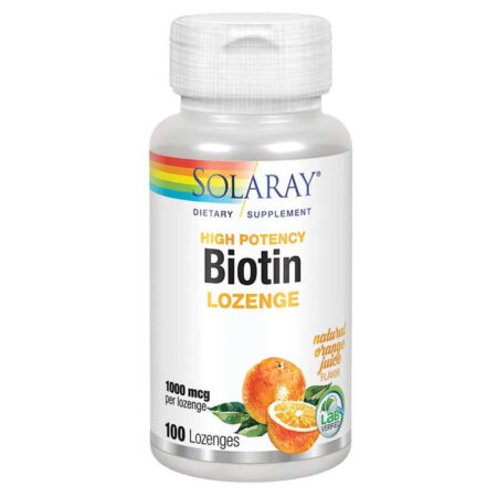 Solaray, Biotina de Alta Potência1000 mcg - Sabor Natural de Suco de Laranja - 100 Pastilhas