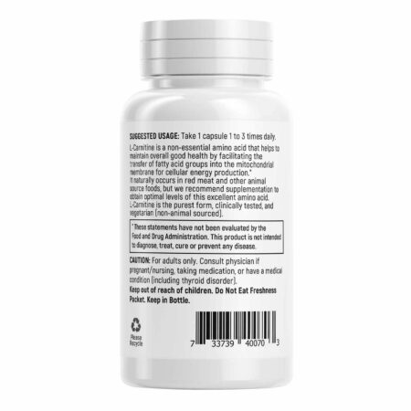 eVitamins L-Carnitina 500 mg 30 Cápsulas Vegetarianas - Image 2