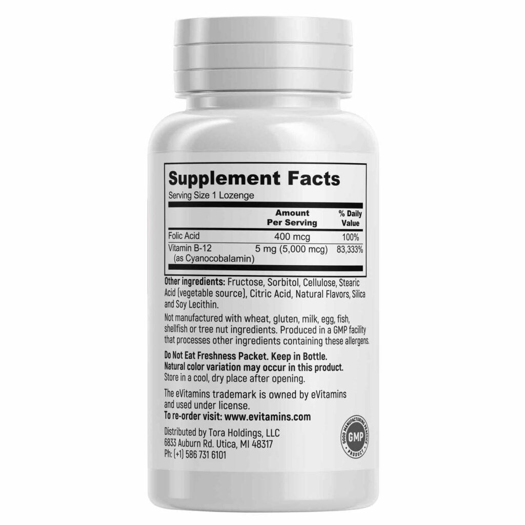Vitamina B12 5.000 mcg eVitamins 60 Comprimidos - Energia e Saúde - Imagem 3