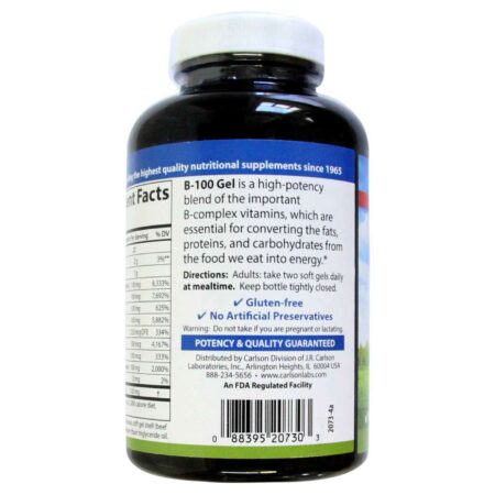 Carlson Labs, Complexo B-100 Gel - 100 Cápsulas em Gel - Image 3