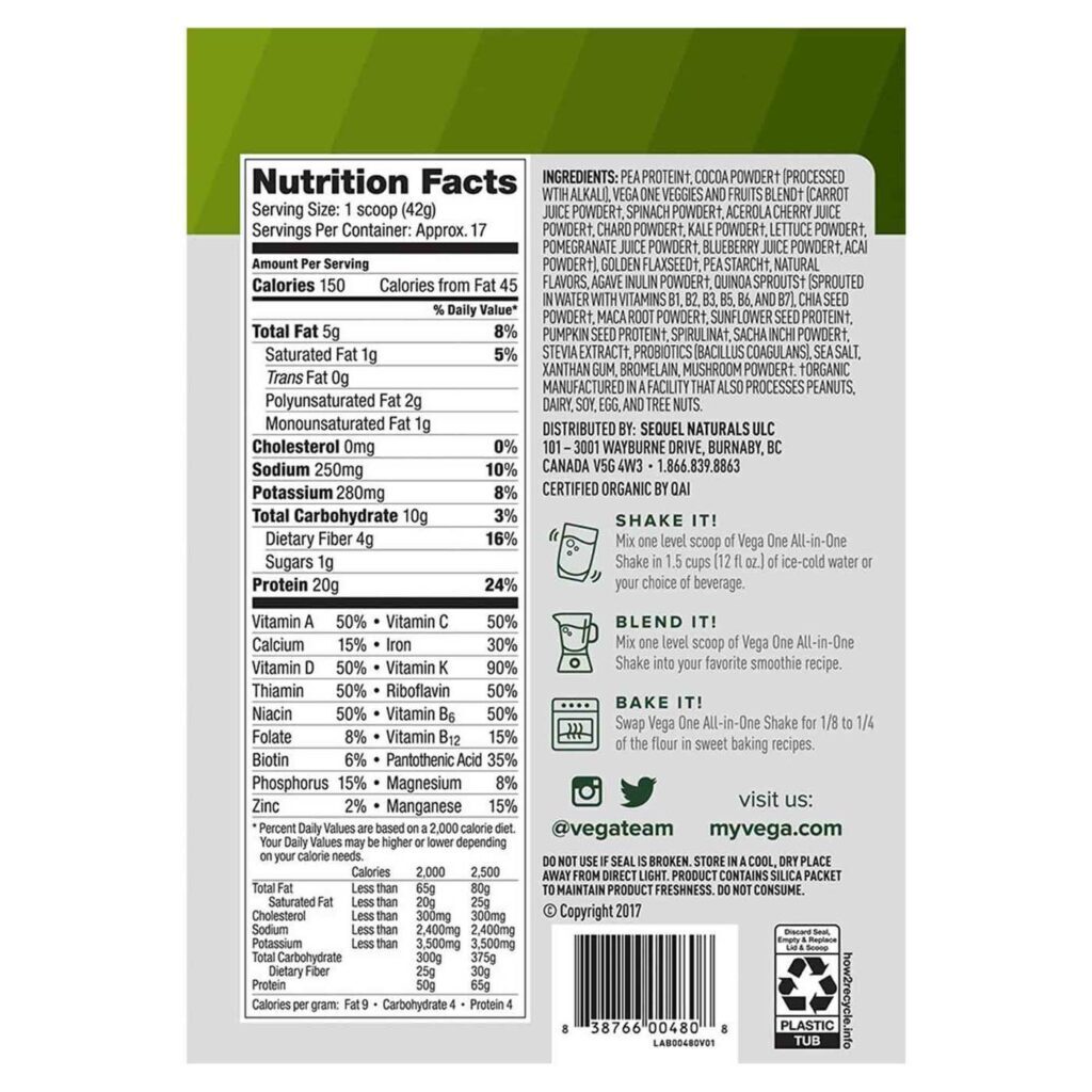 Vega One Organic Chocolate: Shake Proteico Vegano Tudo em Um - 708g - Imagem 3