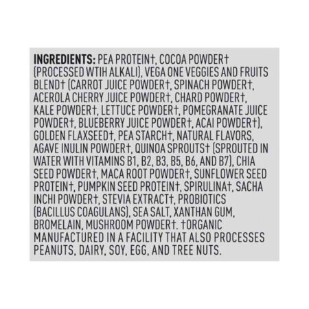 Vega One Shake Orgânico Chocolate 375g: Nutrição Completa All-in-One - Imagem 4