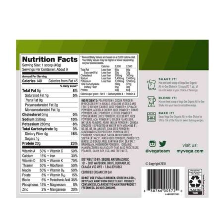 Vega One Shake Orgânico Chocolate Menta 359g: Nutrição Completa All-in-One - Imagem 3