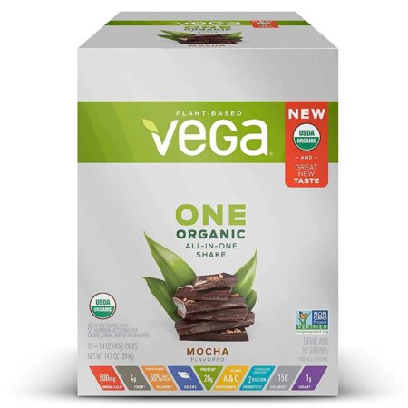 Vega, Shake Orgânico Tudo em Um - Sabor Mocha - 10 pacotes