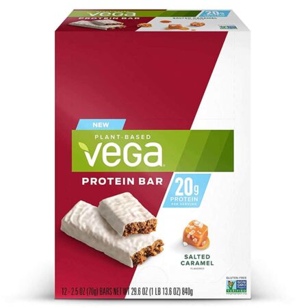 Vega, Barra de Proteína Vegetariana, Sabor de Caramelo - 1 Caixa com 12 Barras