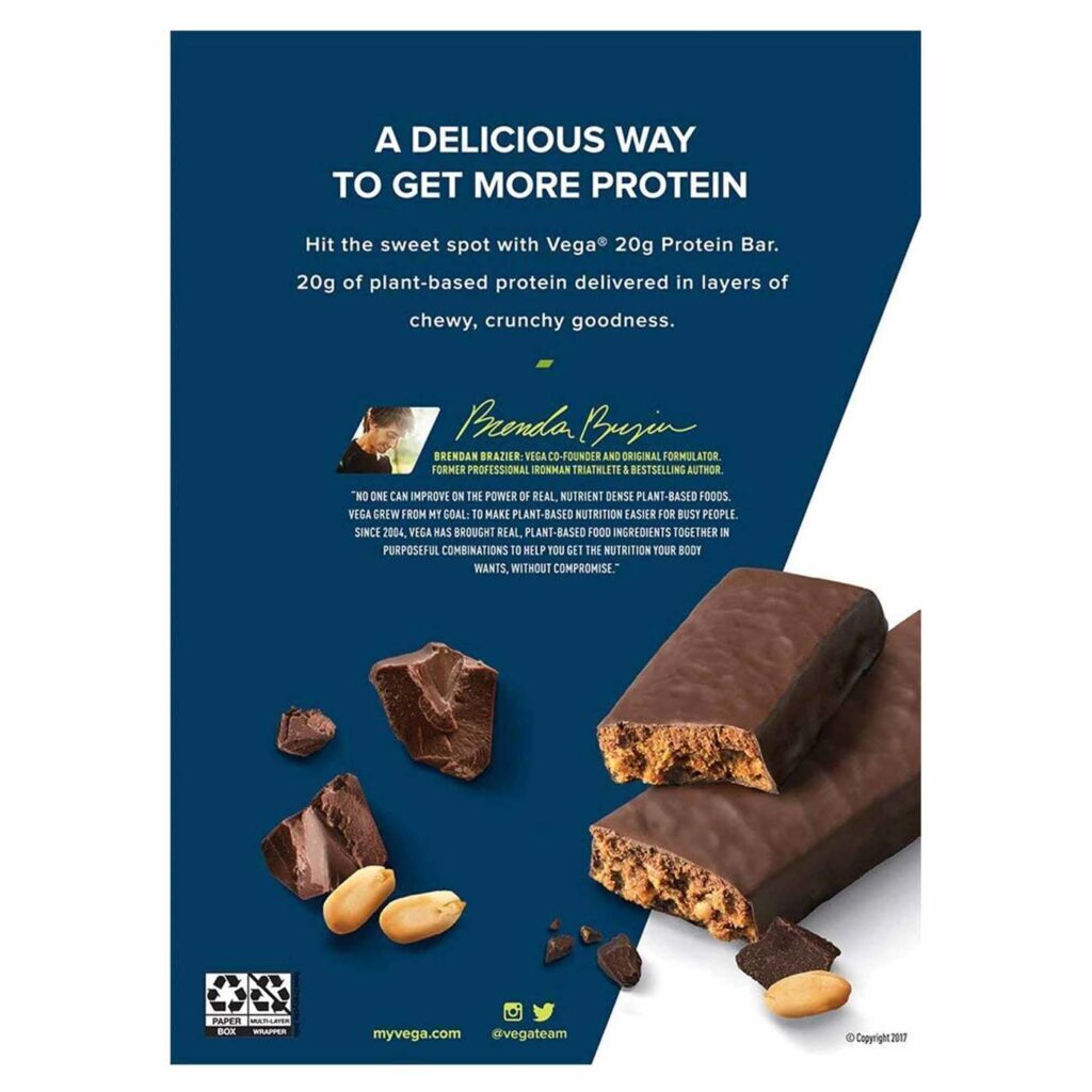 Vega Plant Based Barra de Proteína Sabor Chocolate com Manteiga de Amendoim - Caixa com 12 Unidades - Imagem 2