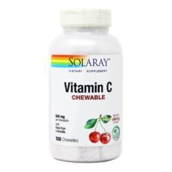 Solaray Vitamina C Cereja 100 Pastilhas Mastigáveis - Potência Antioxidante Essencial