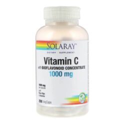 Solaray Vitamina C 1000 mg com Rose Hips, Acerola e Bioflavonóides - 250 Cápsulas Vegetarianas
