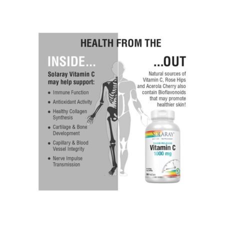 Solaray Vitamina C 1000 mg - 250 Cápsulas Vegetarianas: Imunidade e Vitalidade - Imagem 3