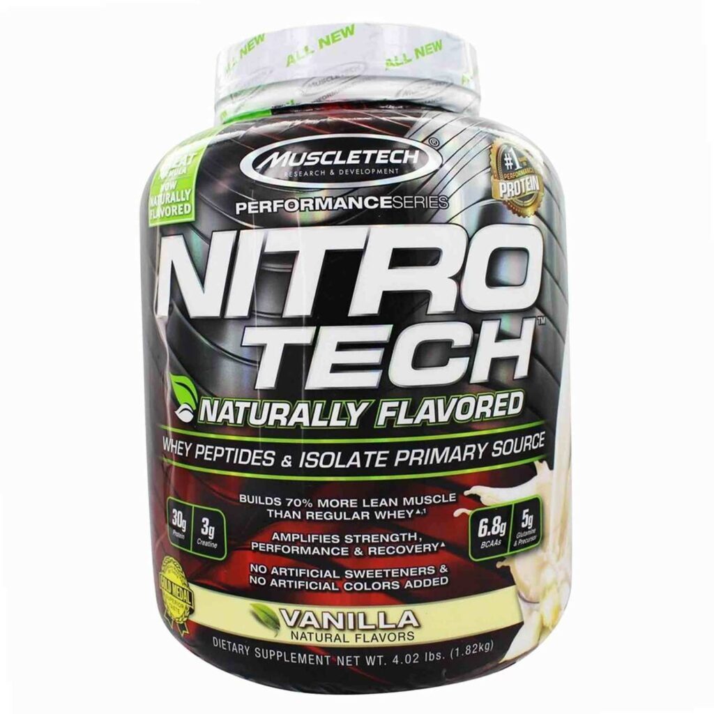 Whey Protein Nitro Tech Naturally Flavored Vanilla MuscleTech 1.8kg - Performance Pura
